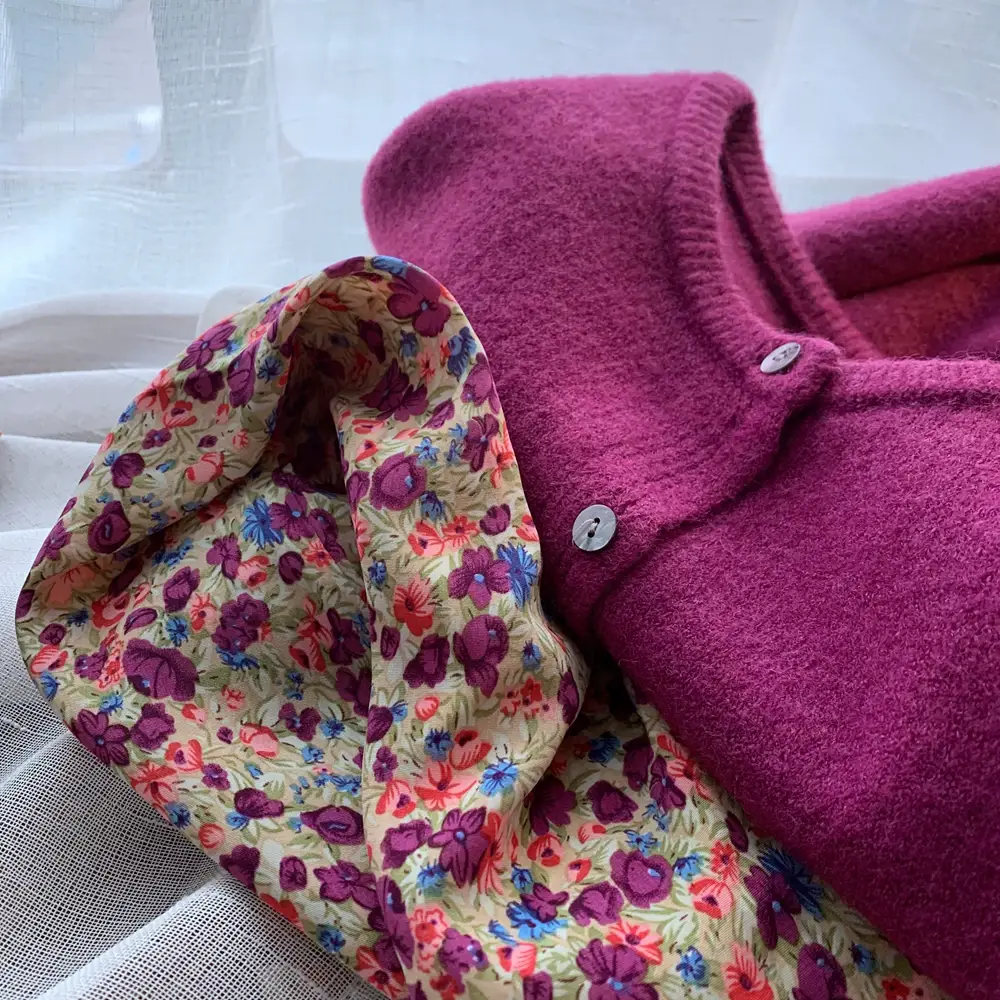 Women Button Knit Cardigan Maroon Spring 2025 — feature 23