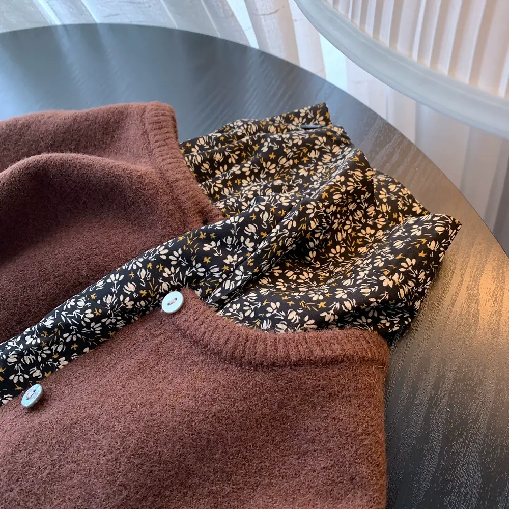 Women Button Knit Cardigan Maroon Spring 2025 — feature 5
