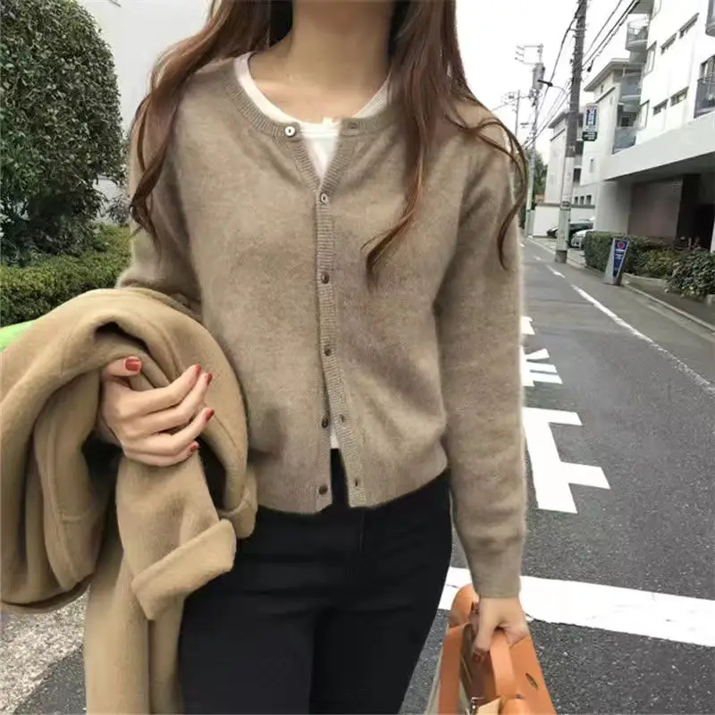 Women Button Knit Cardigan Maroon Spring 2025