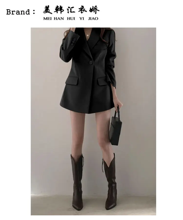 Women's Thin K-Style Suit Jacket Khaki Summer Loose Fit — feature 15