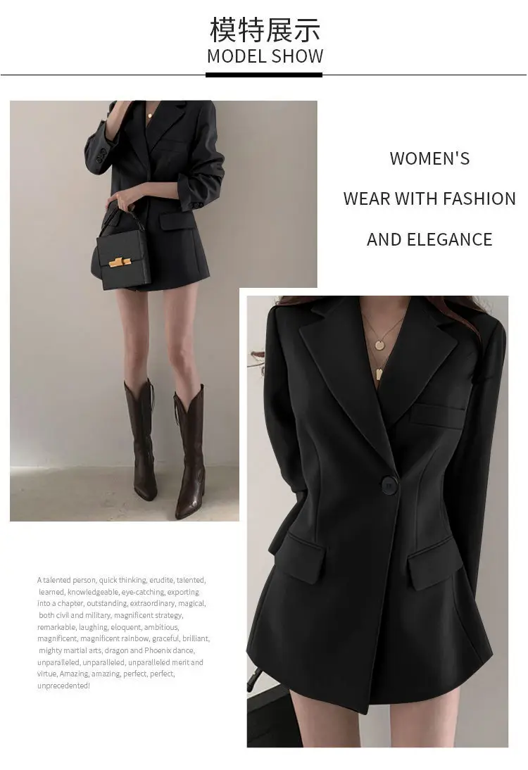 Women's Thin K-Style Suit Jacket Khaki Summer Loose Fit — feature 16