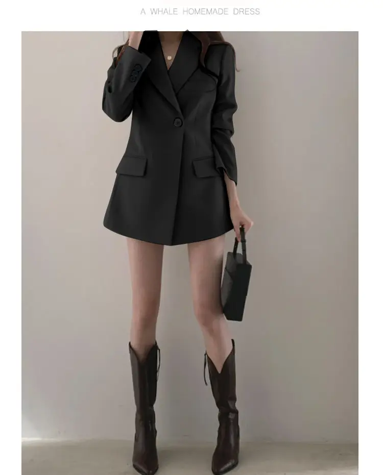 Women's Thin K-Style Suit Jacket Khaki Summer Loose Fit — feature 20