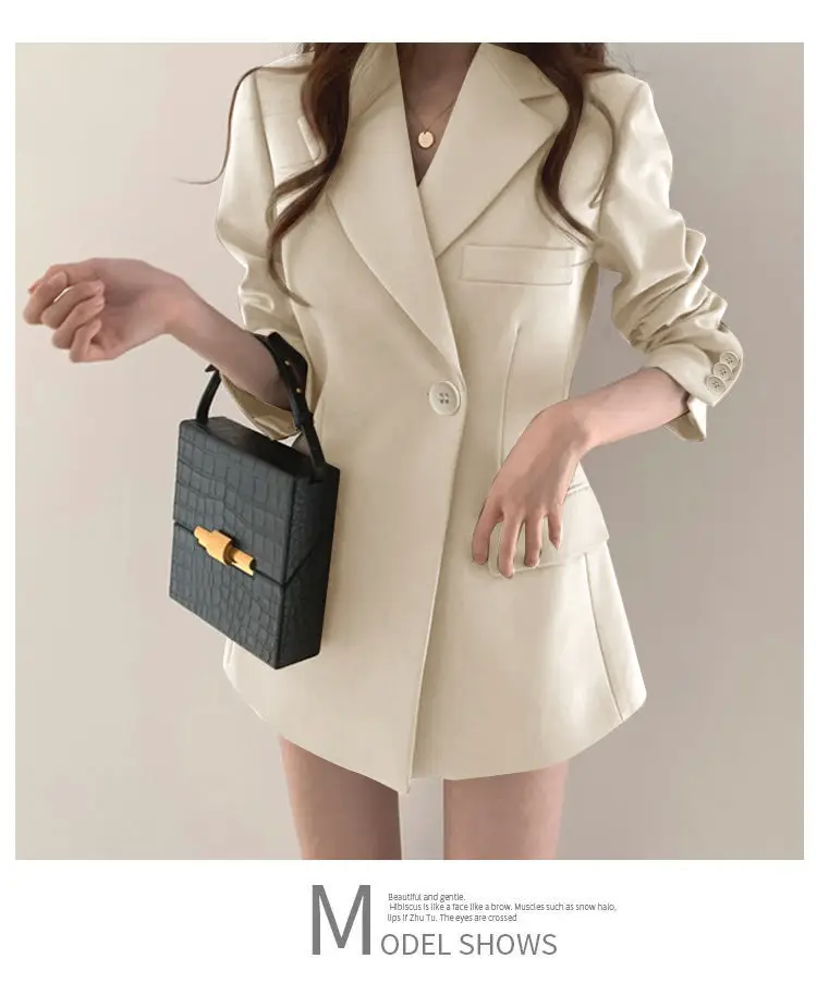 Women's Thin K-Style Suit Jacket Khaki Summer Loose Fit — feature 23