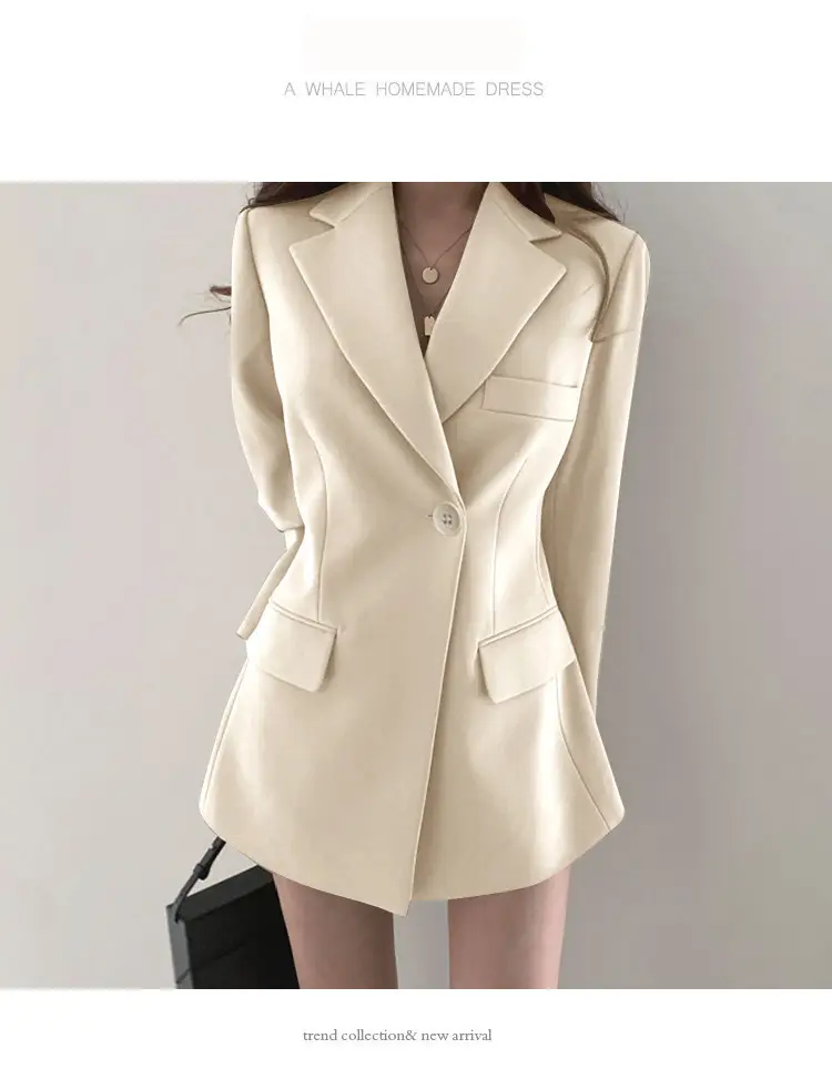 Women's Thin K-Style Suit Jacket Khaki Summer Loose Fit — feature 26