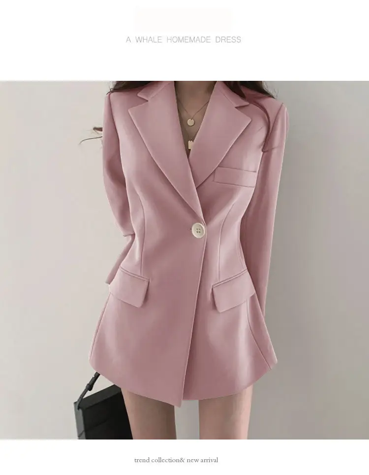 Women's Thin K-Style Suit Jacket Khaki Summer Loose Fit — feature 32