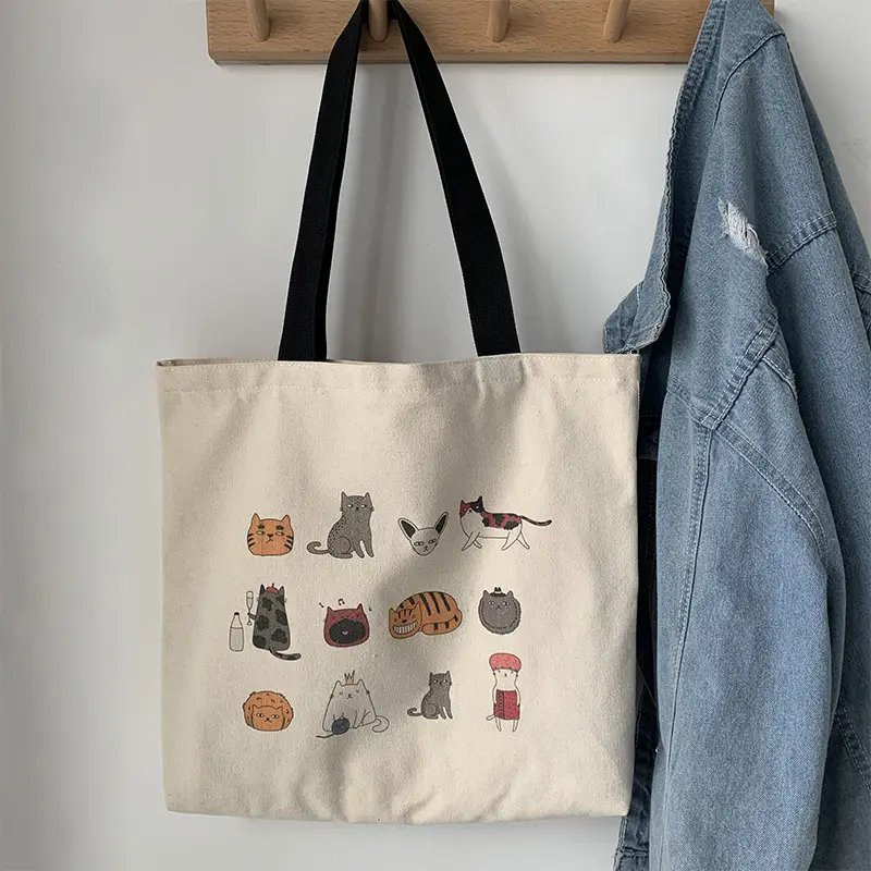 Meow Star Cat Cookie Bag Women Large Canvas Travel — feature 14