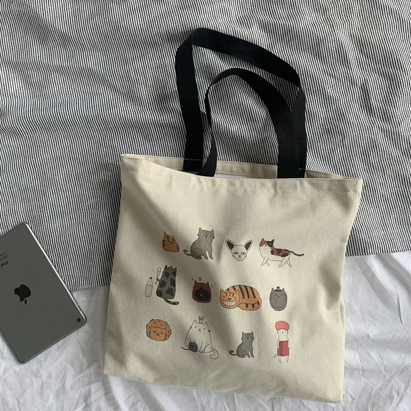 Meow Star Cat Cookie Bag Women Large Canvas Travel — feature 16