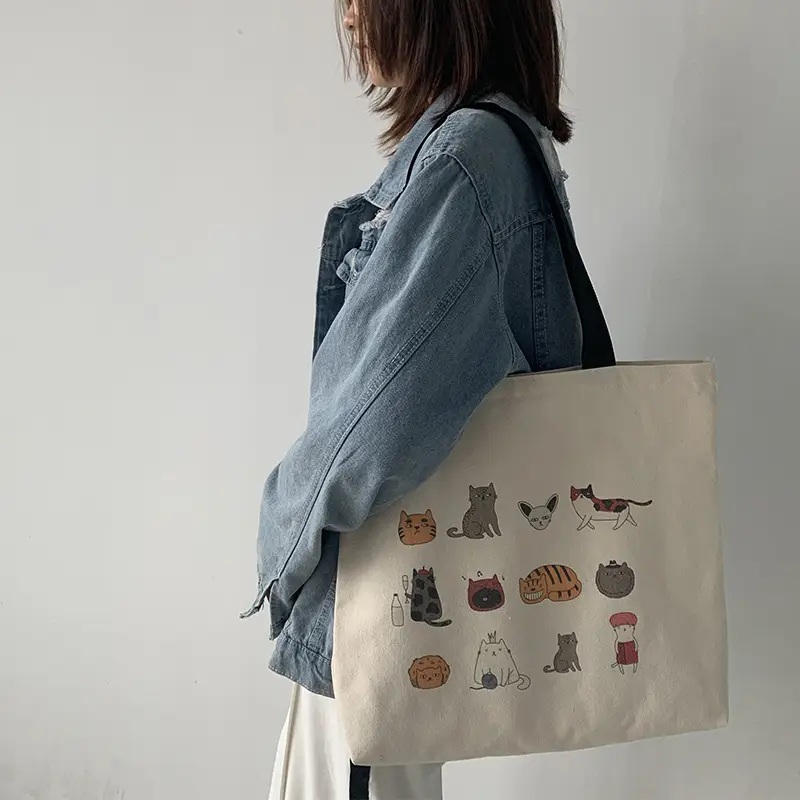 Meow Star Cat Cookie Bag Women Large Canvas Travel — feature 17