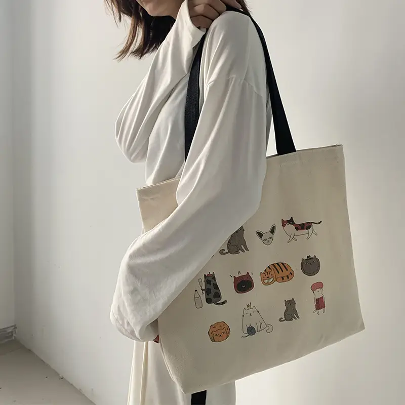Meow Star Cat Cookie Bag Women Large Canvas Travel — feature 18