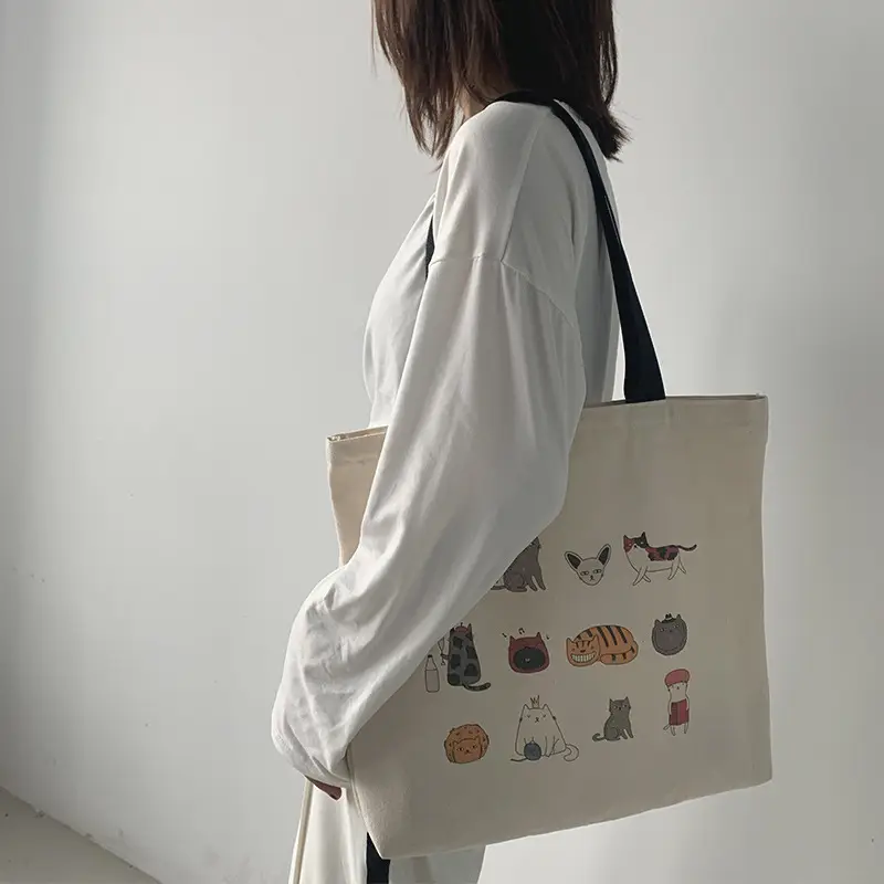 Meow Star Cat Cookie Bag Women Large Canvas Travel — feature 9