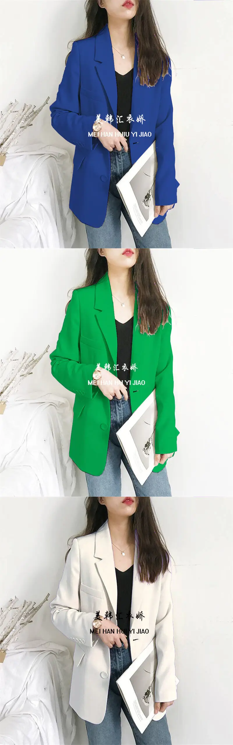 Women's White Blazer Spring Autumn Casual Jacket — feature 1