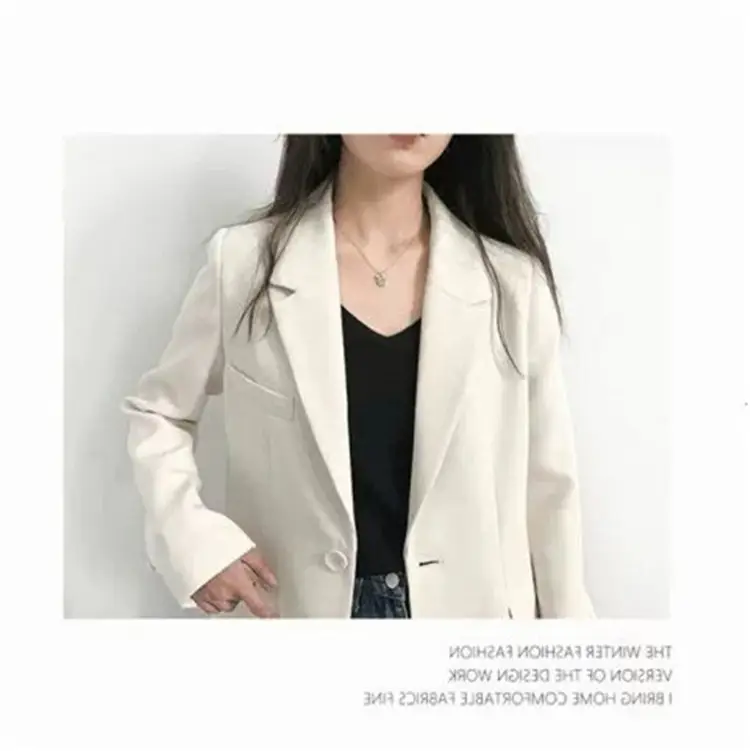 Women's White Blazer Spring Autumn Casual Jacket — feature 13