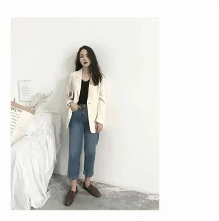Women's White Blazer Spring Autumn Casual Jacket — feature 14