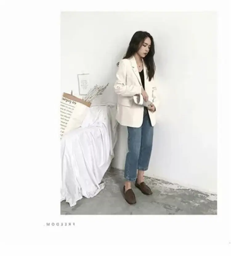 Women's White Blazer Spring Autumn Casual Jacket — feature 15