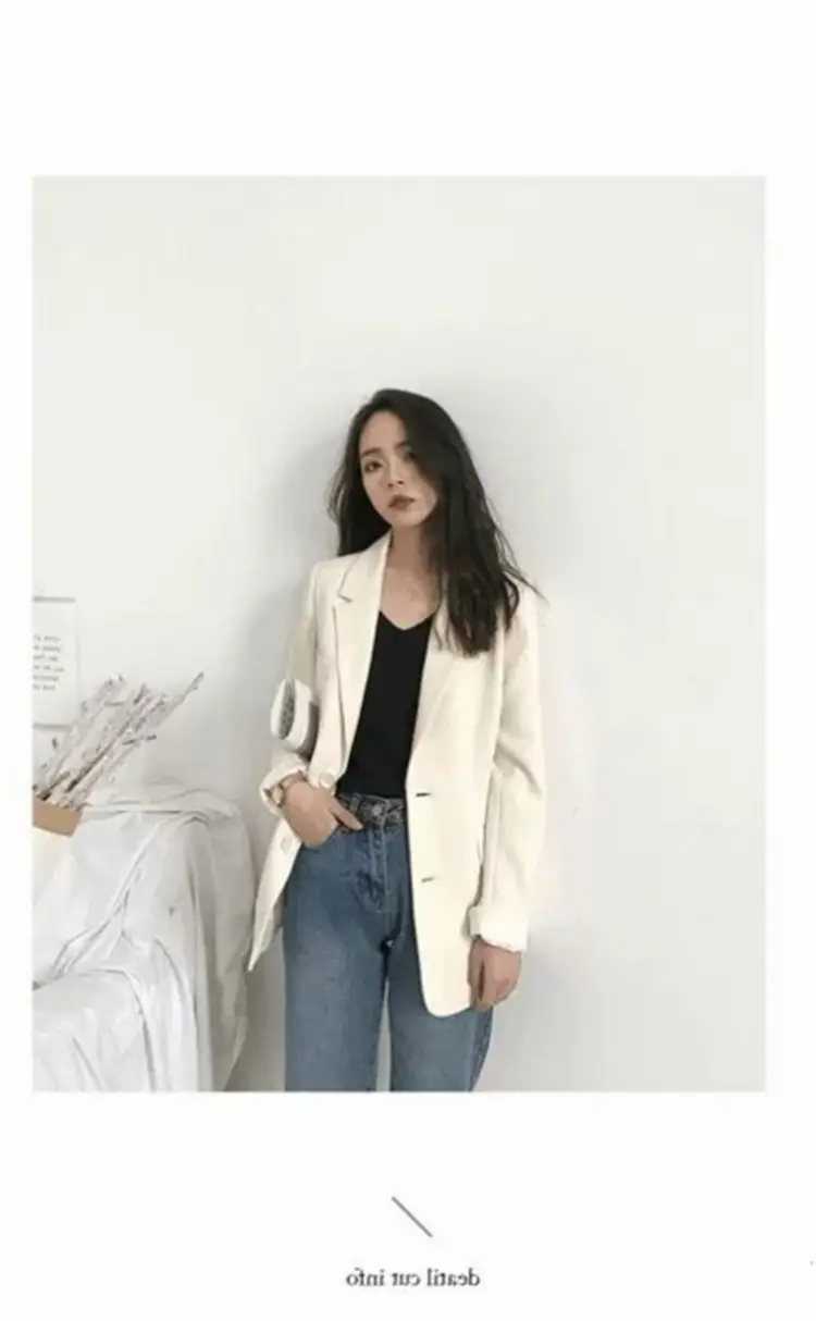 Women's White Blazer Spring Autumn Casual Jacket — feature 17