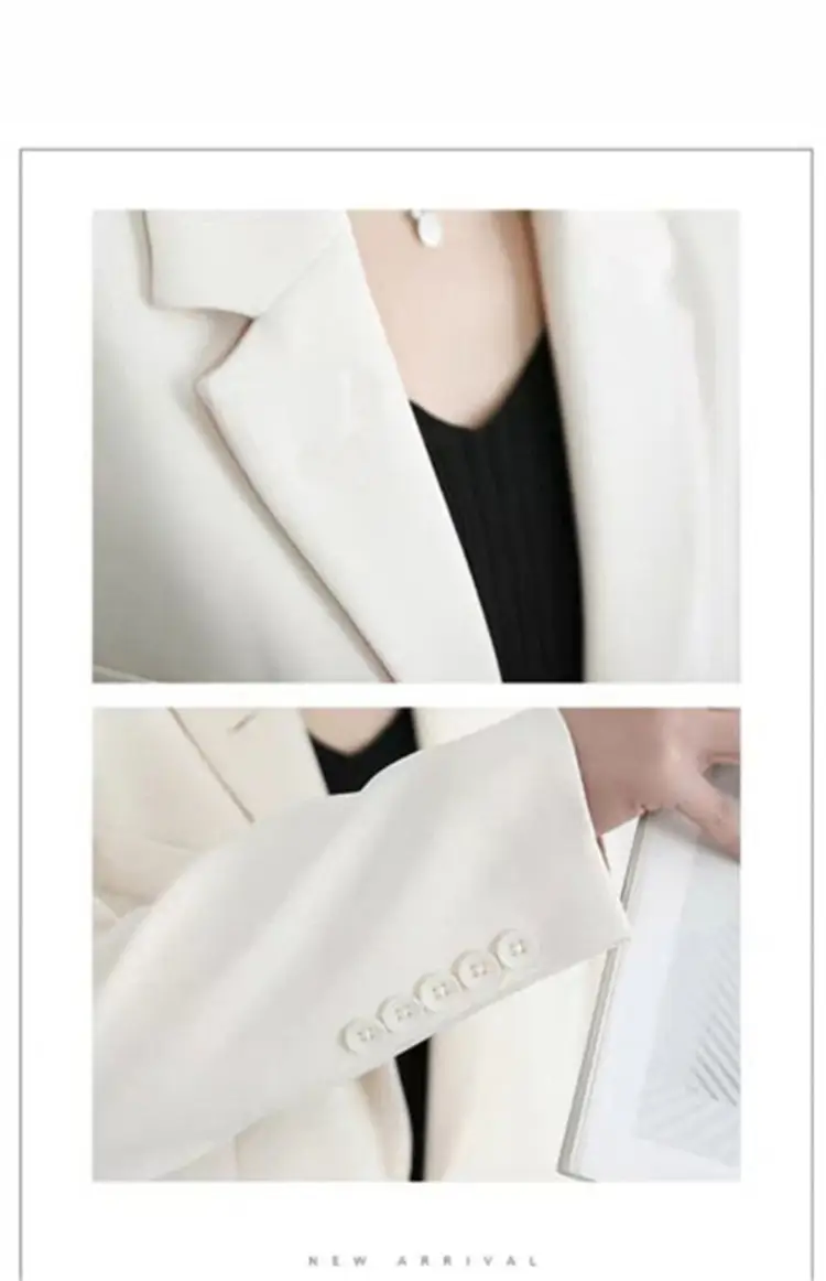 Women's White Blazer Spring Autumn Casual Jacket — feature 18
