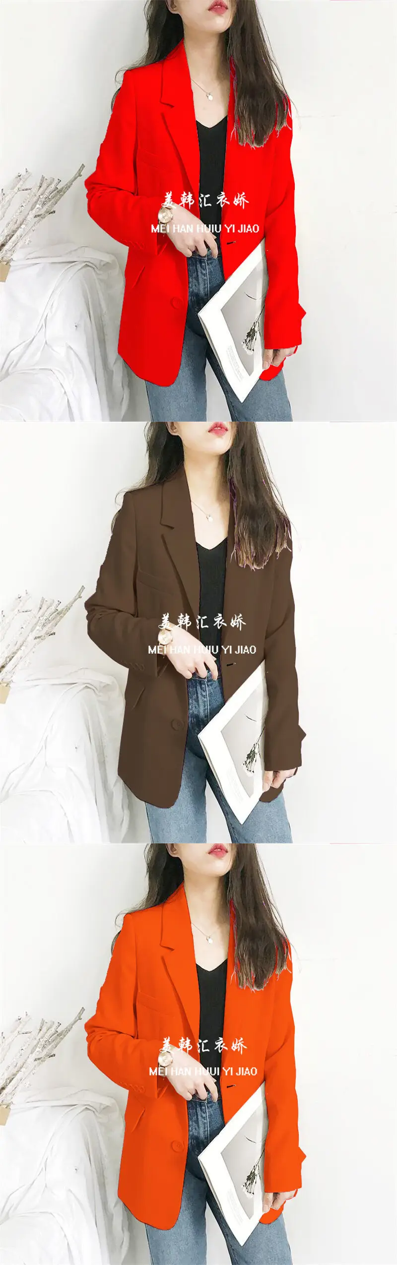 Women's White Blazer Spring Autumn Casual Jacket — feature 2