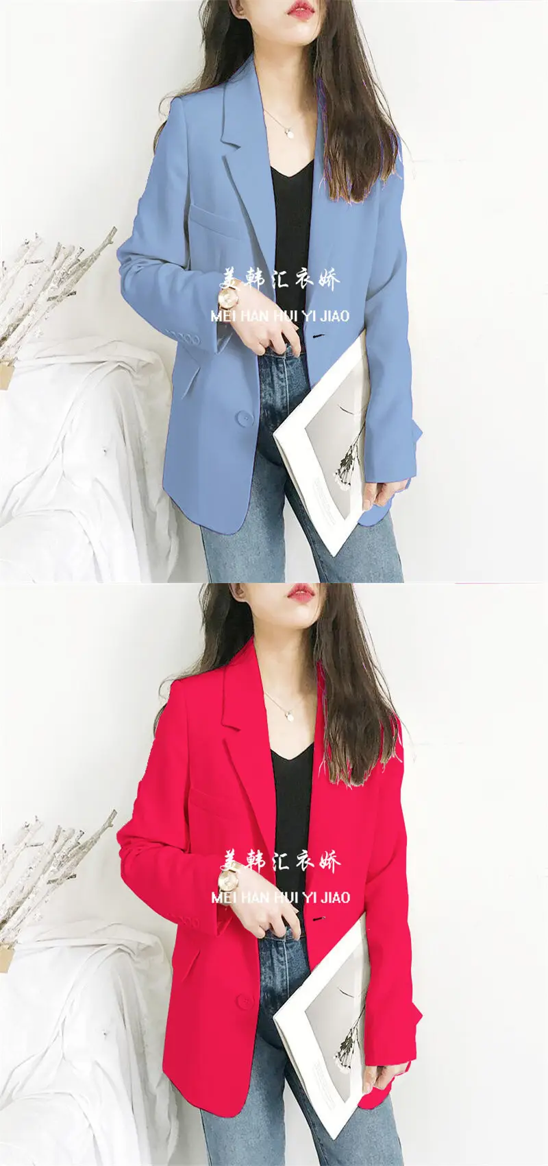 Women's White Blazer Spring Autumn Casual Jacket — feature 3