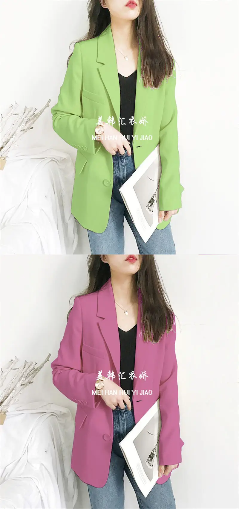 Women's White Blazer Spring Autumn Casual Jacket — feature 4