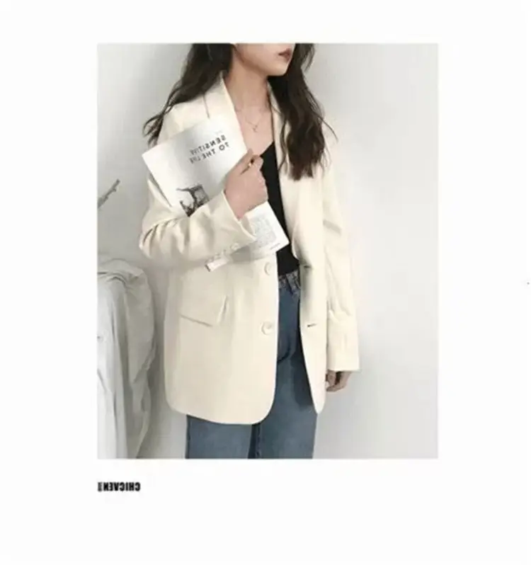 Women's White Blazer Spring Autumn Casual Jacket — feature 5