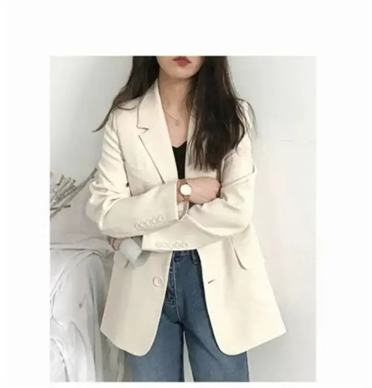 Women's White Blazer Spring Autumn Casual Jacket — feature 8