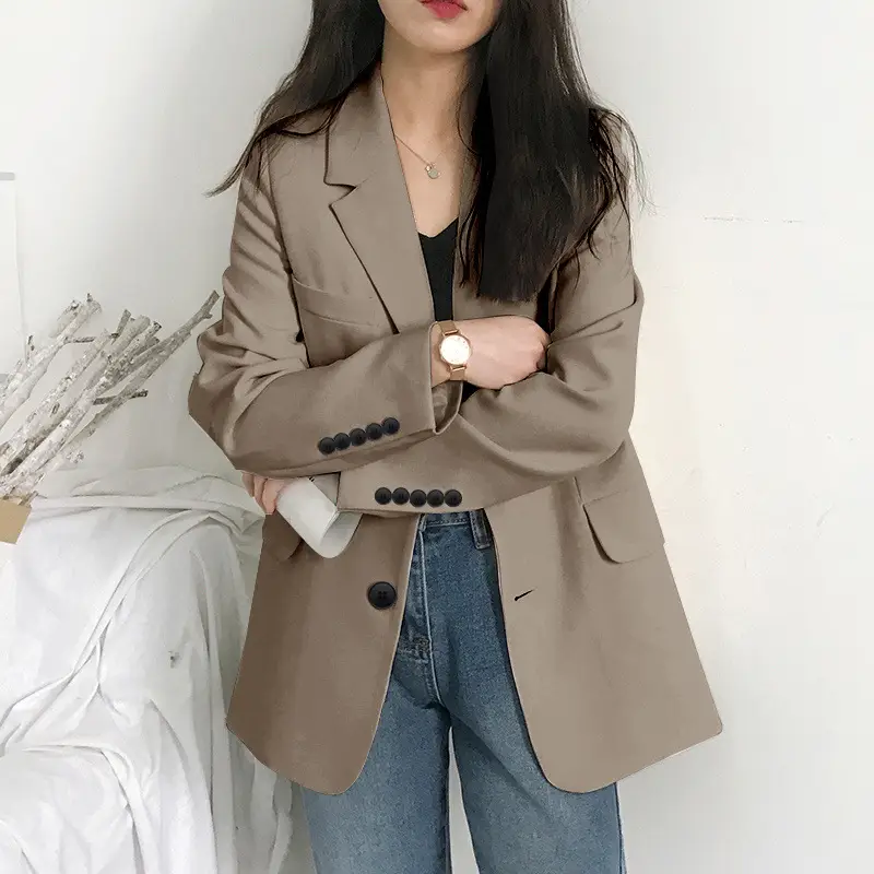 Women's White Blazer Spring Autumn Casual Jacket - Image 2