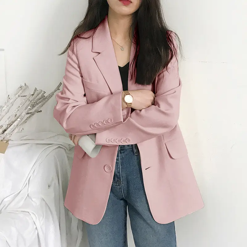 Women's White Blazer Spring Autumn Casual Jacket - Image 3