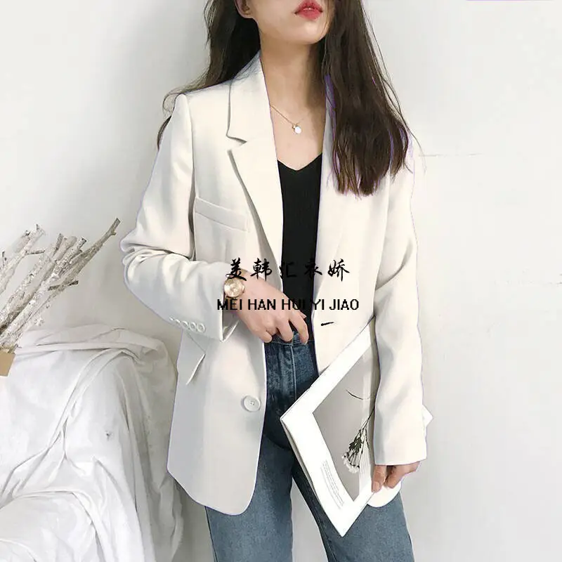 Women's White Blazer Spring Autumn Casual Jacket - Image 9