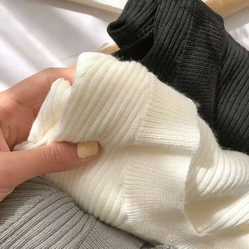 Women Knitted Low Round Neck Sweater Long Sleeve — feature 19