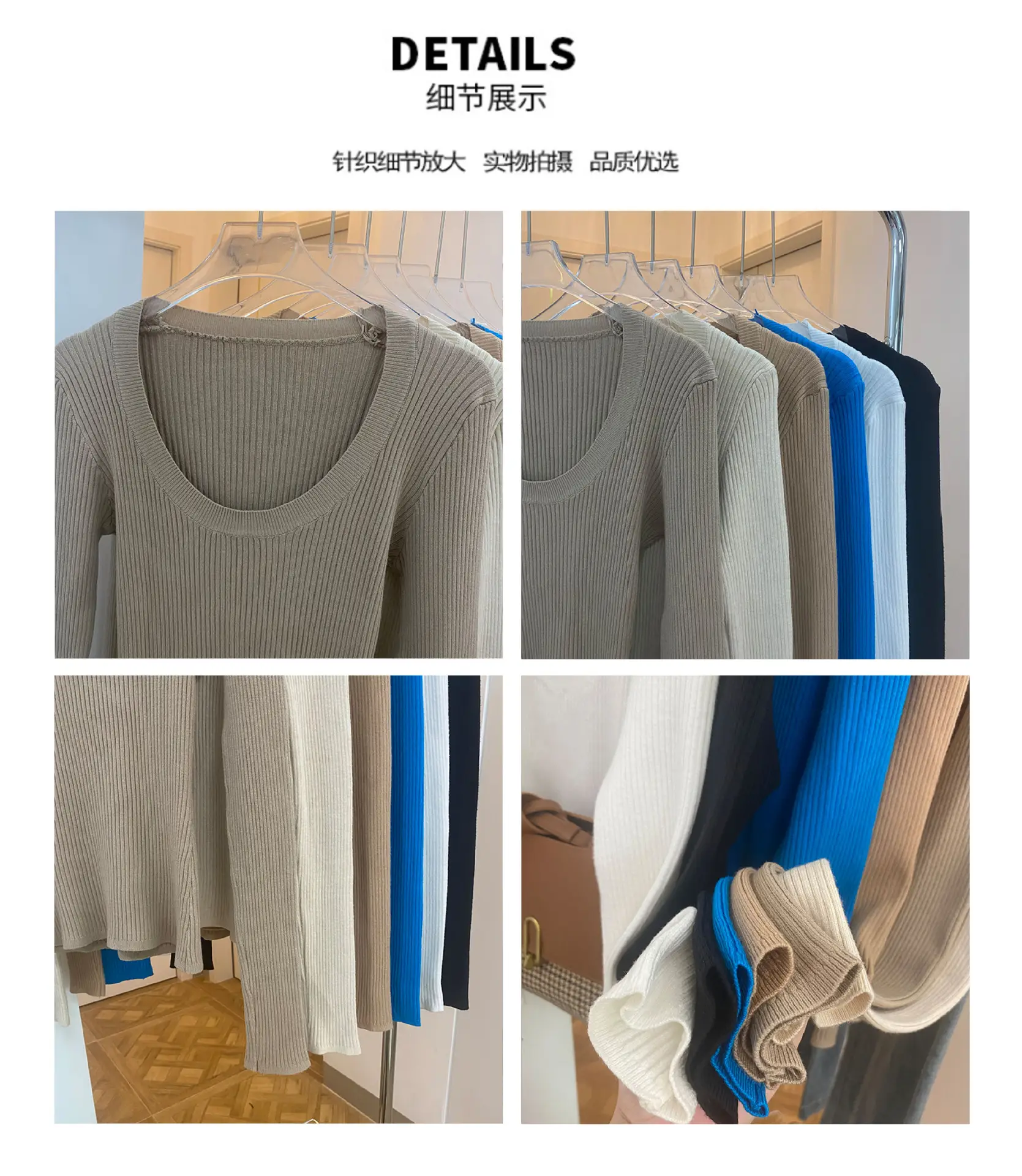 Women Knitted Low Round Neck Sweater Long Sleeve — feature 2