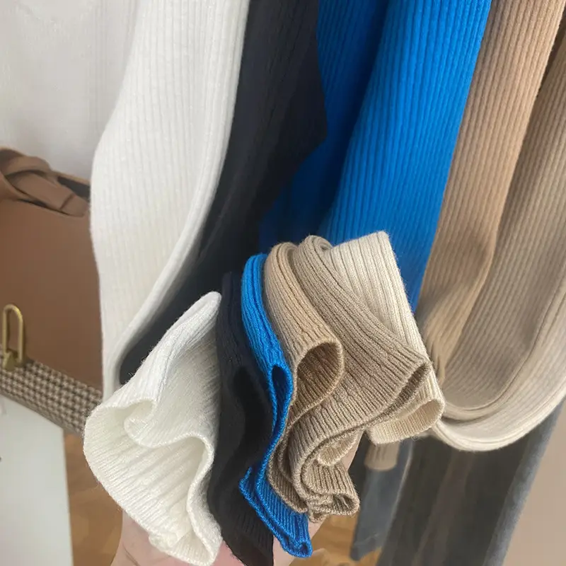 Women Knitted Low Round Neck Sweater Long Sleeve — feature 31