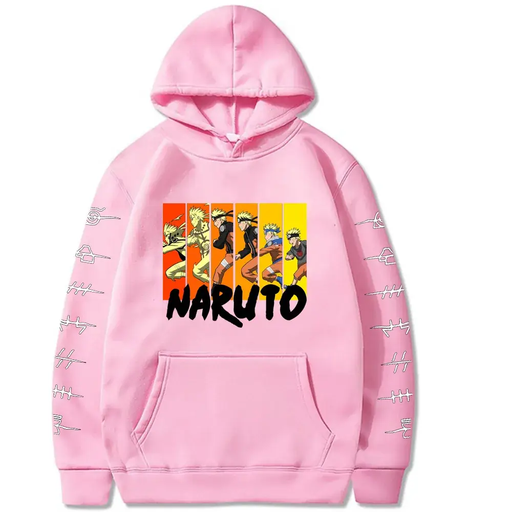 Naruto Cartoon Hoodie Yellow Men Women Casual Print - Image 6