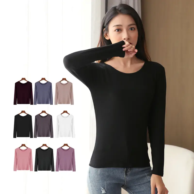 Women's Long Sleeve Purple T-Shirt Plus Size Modal