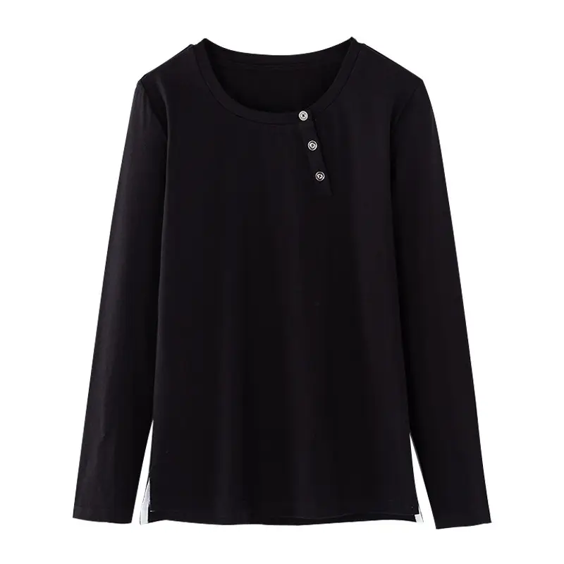Women White Long Sleeve Button T-Shirt Pure Cotton - Image 8