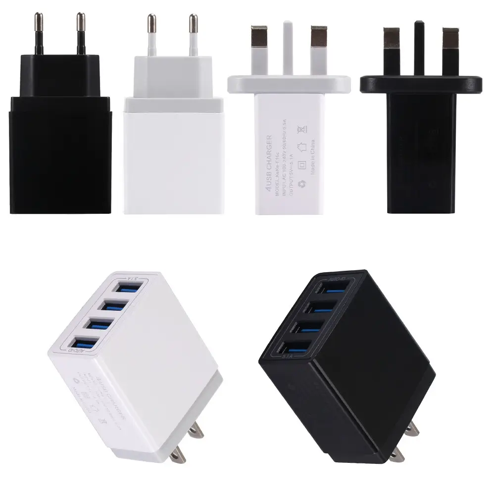 4USB Multi-Port Smart Charger for Mobile Phones
