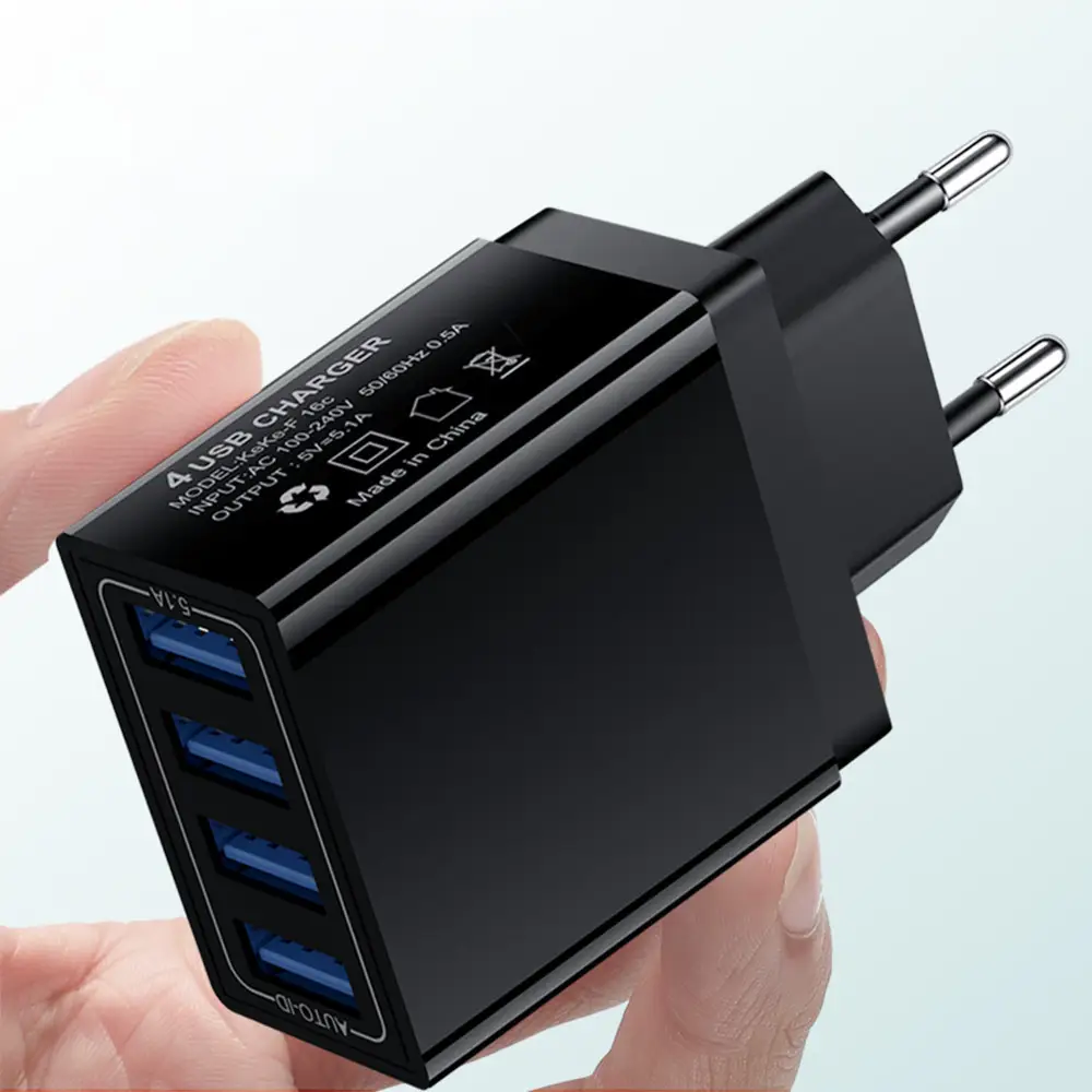 4USB Multi-Port Smart Charger for Mobile Phones