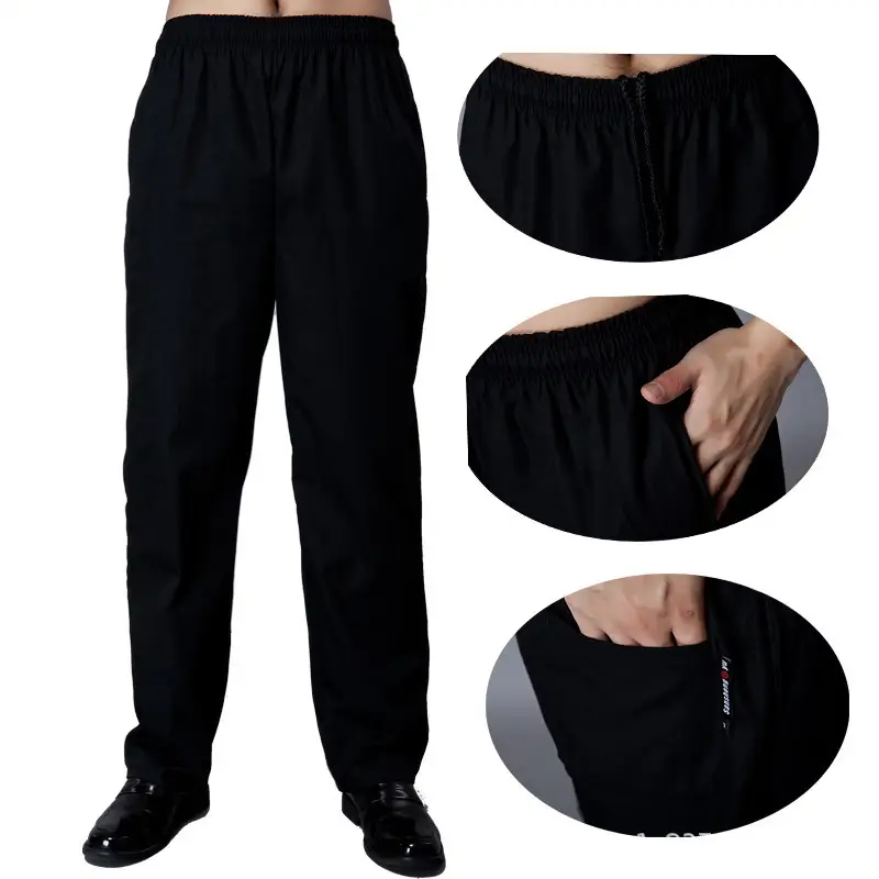 Men Women Elastic Waist Pants Loose Fit White Striped