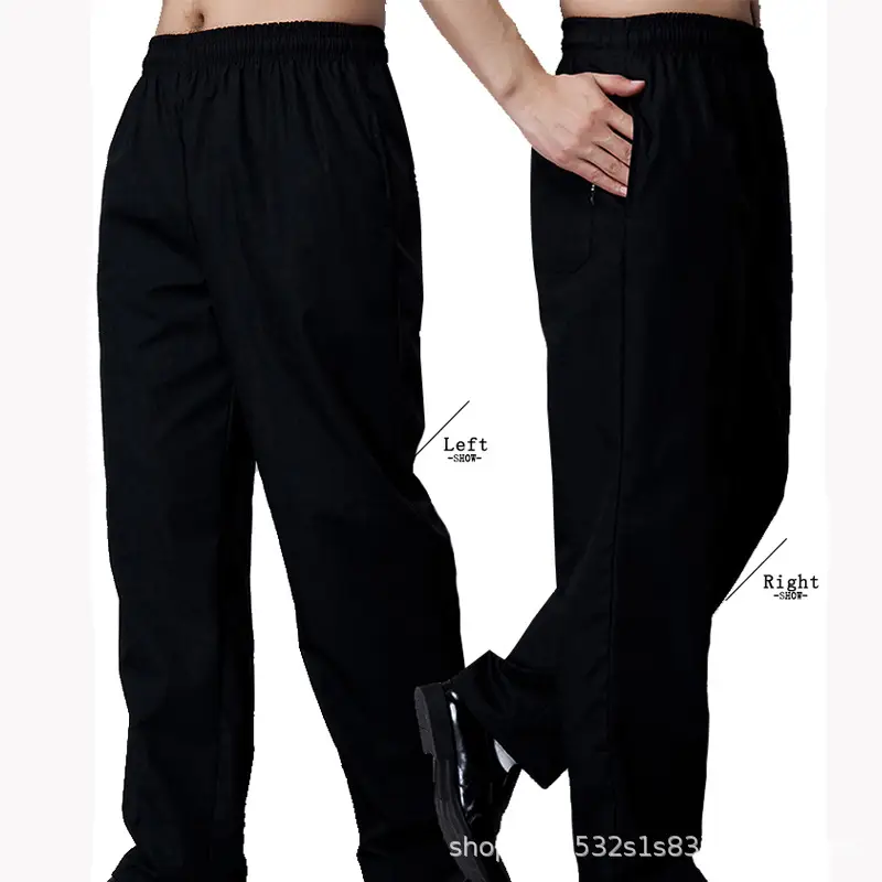 Men Women Elastic Waist Pants Loose Fit White Striped