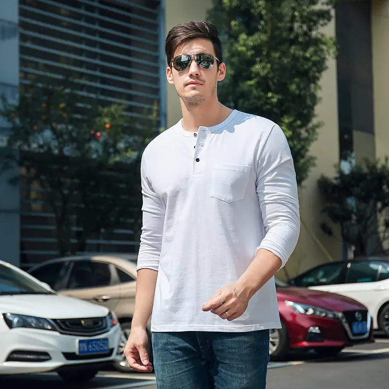 Men Pure Cotton Long Sleeve T-Shirt Beige - Image 6