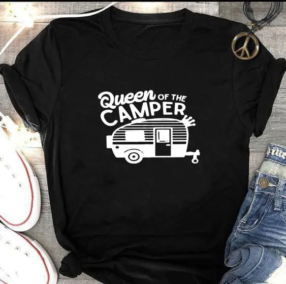 Queen of The Camper T-Shirt Grey Short Sleeve - Image 2