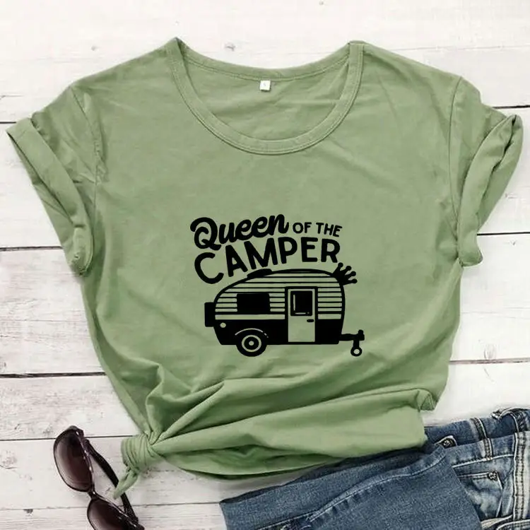 Queen of The Camper T-Shirt Grey Short Sleeve - Image 4
