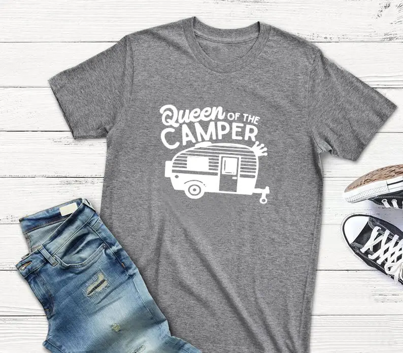 Queen of The Camper T-Shirt Grey Short Sleeve - Image 9