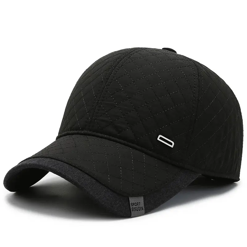 Men's Fleece Lined Winter Baseball Cap Black - Image 2