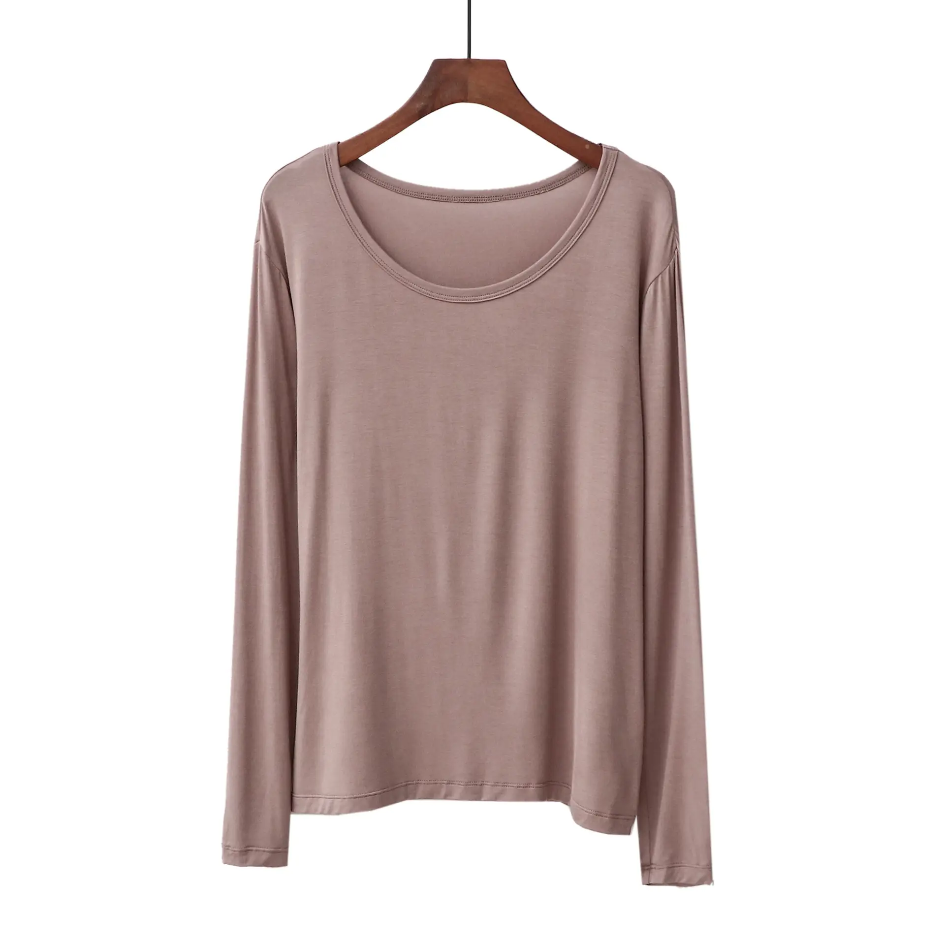 Women's 2020 Spring Top Red Long Sleeve Crewneck T-Shirt - Image 2