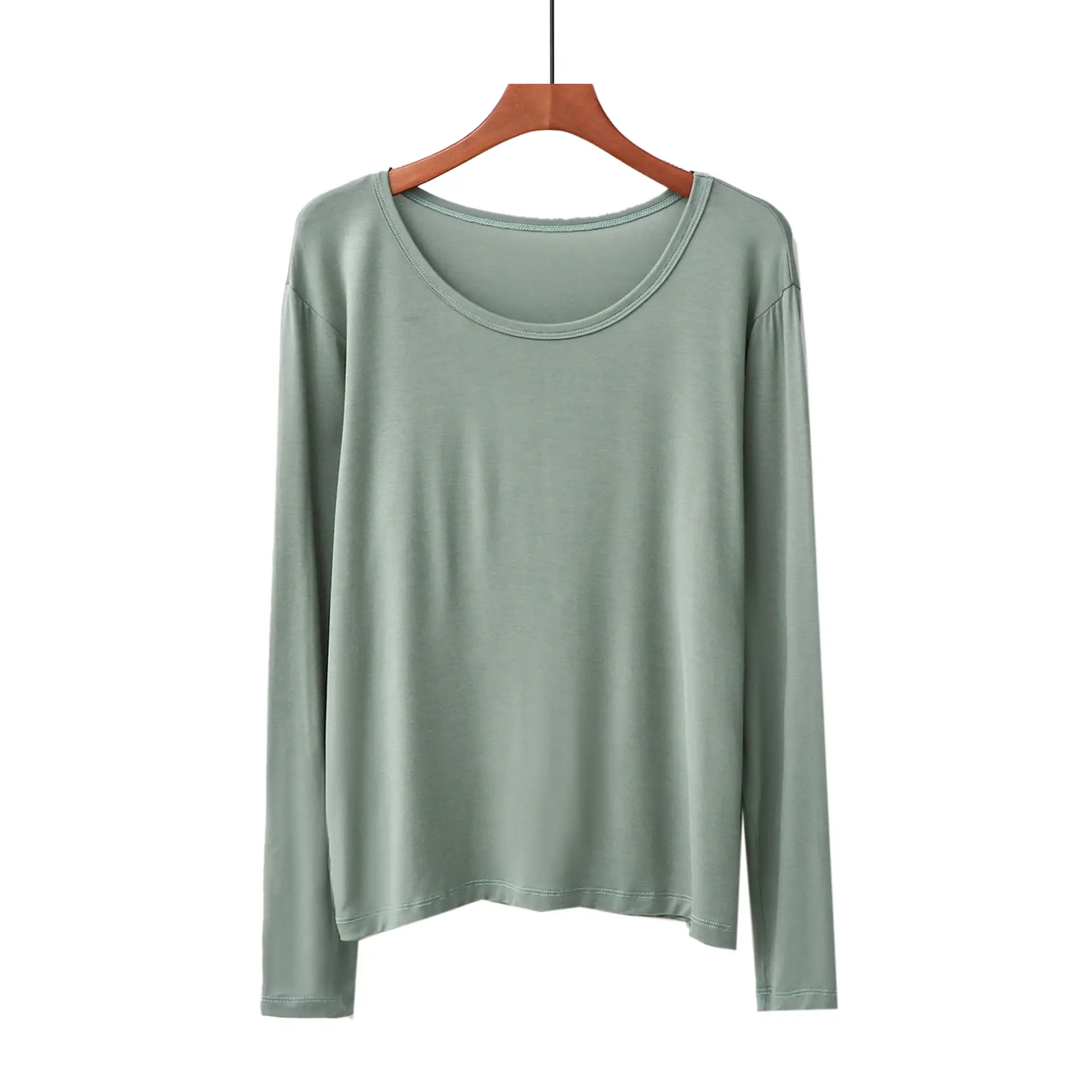 Women's 2020 Spring Top Red Long Sleeve Crewneck T-Shirt - Image 7