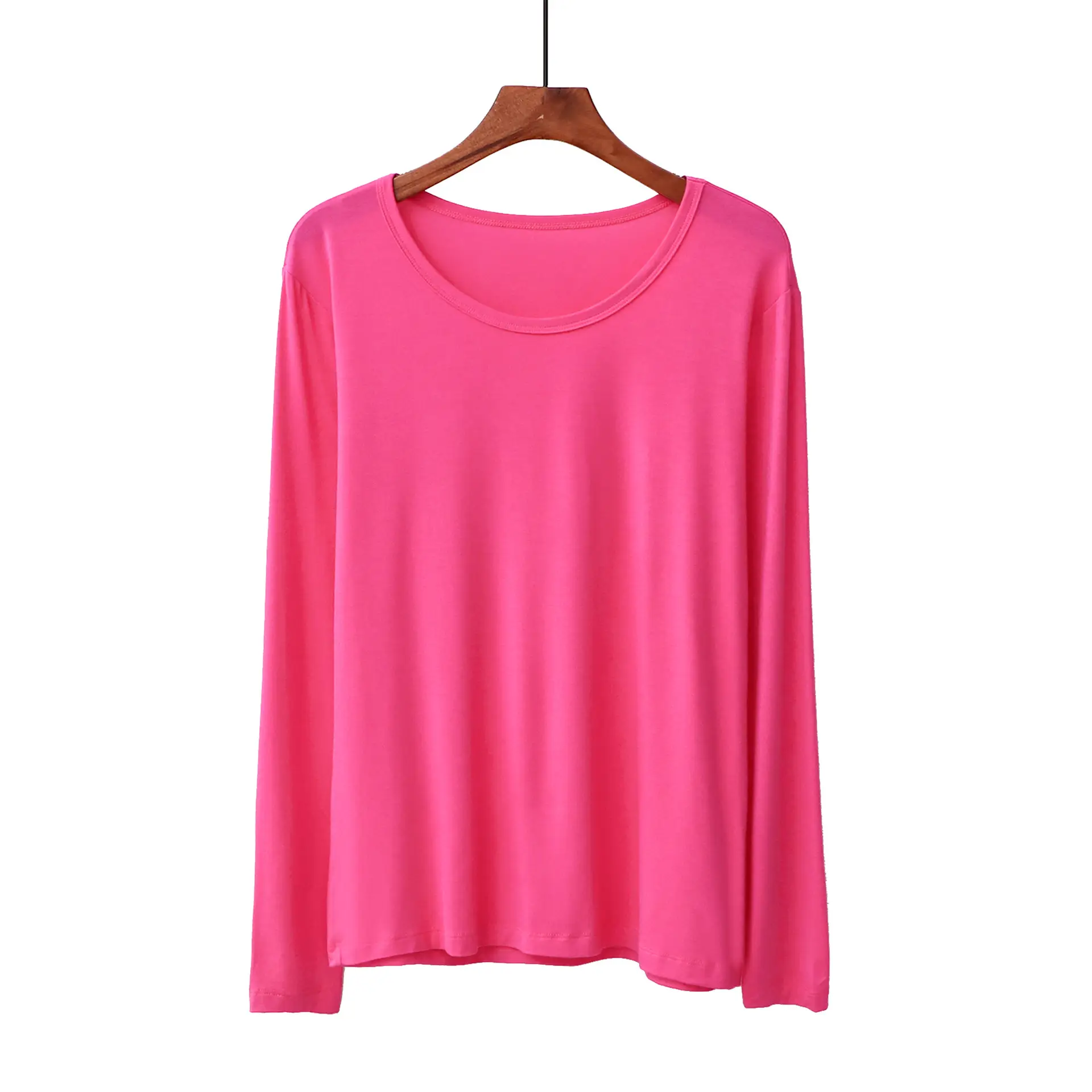 Women's 2020 Spring Top Red Long Sleeve Crewneck T-Shirt - Image 5