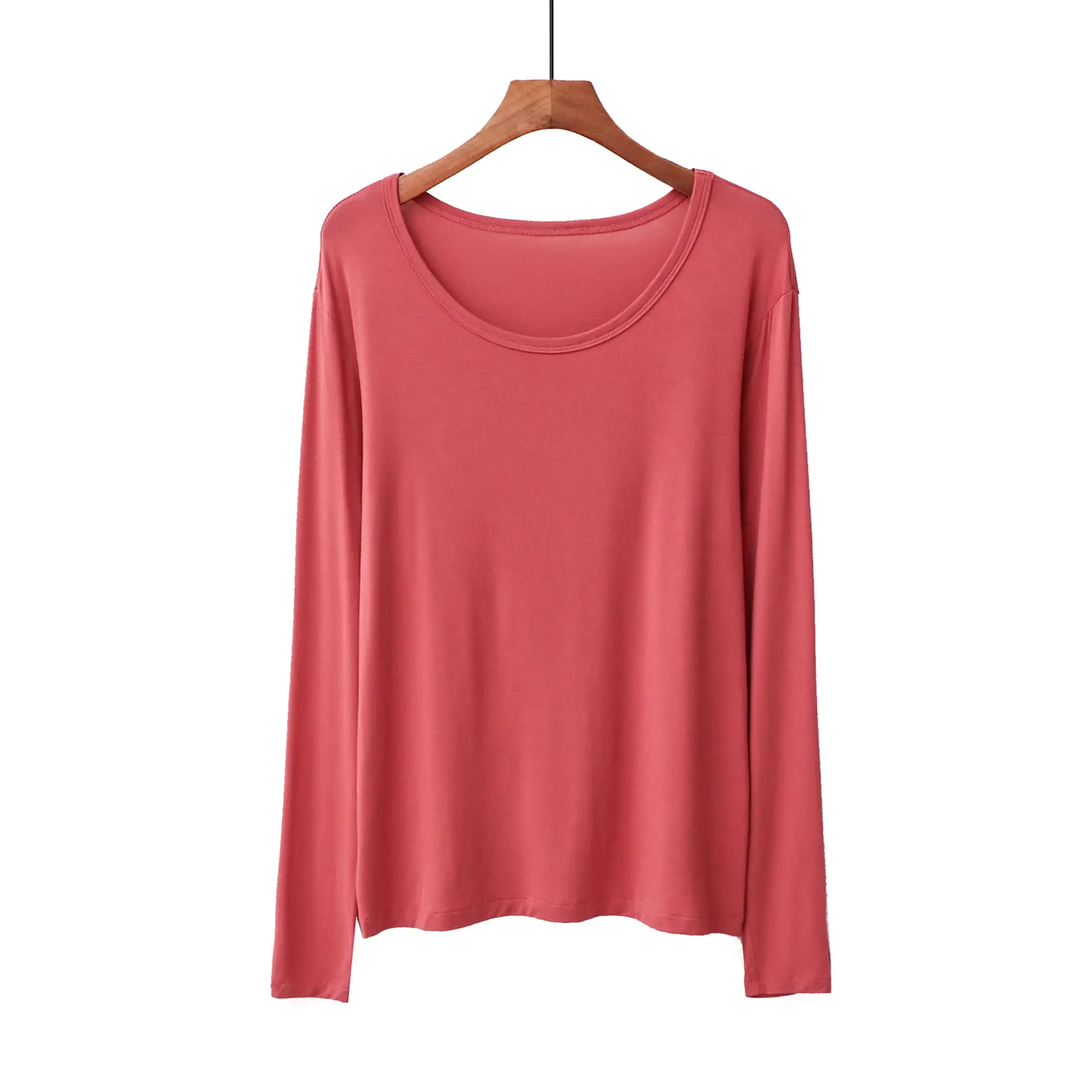 Women's 2020 Spring Top Red Long Sleeve Crewneck T-Shirt - Image 8