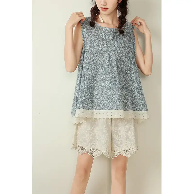 Japanese Style Cotton Linen Nightwear Set for Women - Image 8
