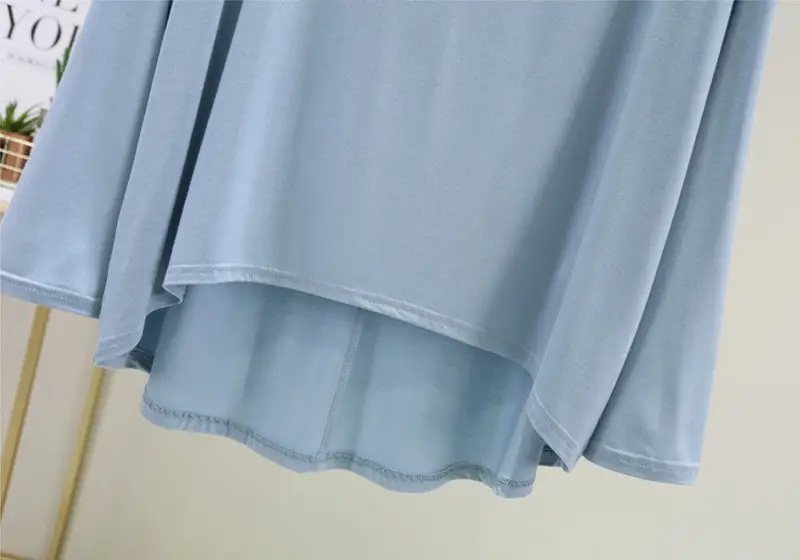 Women Loose Long Sleeve Light Blue T-Shirt — feature 21