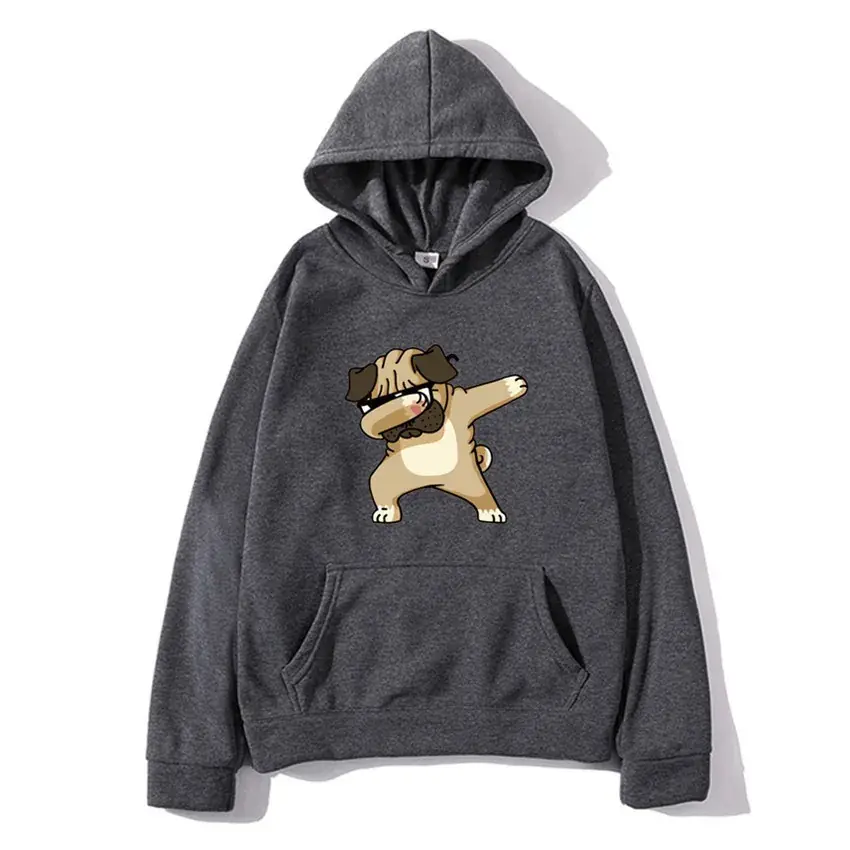 Men White Pug Graphic Hoodie 2020 Plus